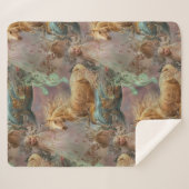 パステルピンクドレスのリトルブロンド女の子と馬 シェルパブランケット (正面(横))