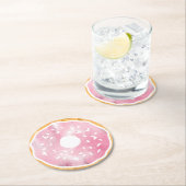 パステルピンクドーナツコースター ラウンドペーパーコースター (インサイチュ)