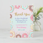 パステルピンクドーナツ誕生日ドーナツグローアップパーティー サンキューカード (スタンド正面)