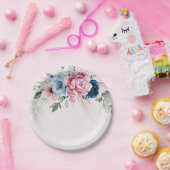 パステルピンクネイビーブルーパンパスグラス結婚ズ ペーパープレート (パーティー)