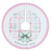 パステルピンクネームパーソナライズされたヴィンテージクリスマス ブラッシュドポリエステルツリースカート (正面)