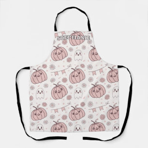 パステルピンクハロウィンシームレスパターン(2) エプロン