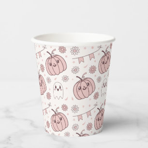 パステルピンクハロウィンシームレスパターン(2) 紙コップ