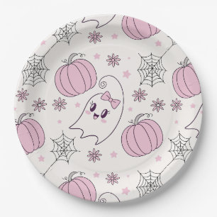 パステルピンクハロウィンシームレスパターン(4) ペーパープレート