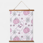 パステルピンクハロウィンシームレスパターン(4) 吊り下げ型タペストリー (正面)