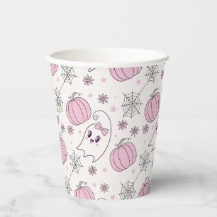 パステルピンクハロウィンシームレスパターン(4) 紙コップ