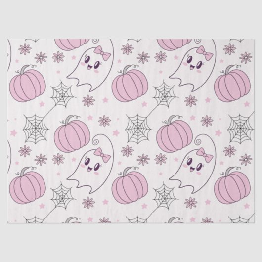 パステルピンクハロウィンシームレスパターン(4) 薄葉紙 (正面)