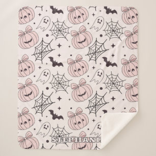 パステルピンクハロウィンシームレスパターン(5) シェルパブランケット