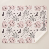 パステルピンクハロウィンシームレスパターン(5) シェルパブランケット (正面(横))
