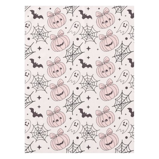 パステルピンクハロウィンシームレスパターン(5) テーブルクロス (正面)