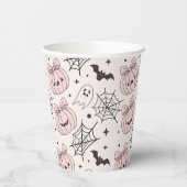 パステルピンクハロウィンシームレスパターン(5) 紙コップ (左)
