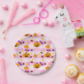 パステルピンクハロウィンパターン ペーパープレート (パーティー)