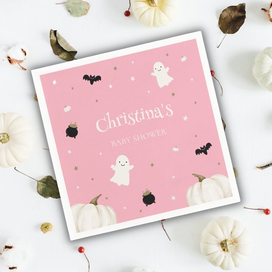 パステルピンクハロウィンベビーシャワー スタンダードカクテルナプキン