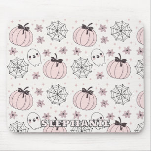 パステルピンクハロウィーンシームレスパターン マウスパッド