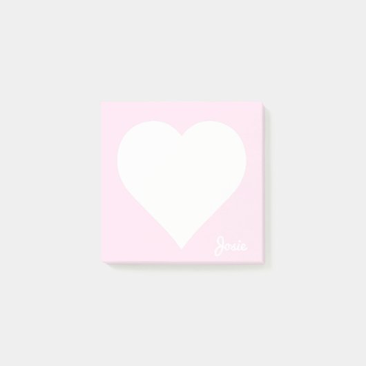 パステルピンクハートポストイットノート（名前あり） ポストイット (正面)