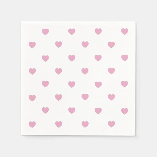 パステルピンクハート，バレンタインデーの紙ナプキン スタンダードカクテルナプキン (正面)