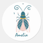 パステルピンクバグフラワーガール名 ラウンドシール (正面)