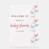 パステルピンクバタフライウェルカム アクリルサイン