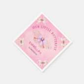 パステルピンクバタフライテーマガールズ1歳の誕生日 スタンダードカクテルナプキン (角)