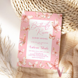 パステルピンクバタフライベビーシャワー招待状 招待状