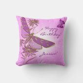 パステルピンクバタフライ装飾用クッション クッション (正面)