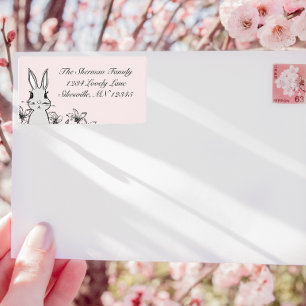 パステルピンクバニー春差出人住所 ラベル