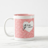 パステルピンクバレンタインキューピッドハートレトロ ツートーンマグカップ (左)