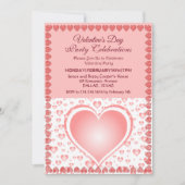 パステルピンクバレンティーンズデイパーティー雨ハート 招待状 (正面)