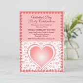 パステルピンクバレンティーンズデイパーティー雨ハート 招待状 (スタンド正面)