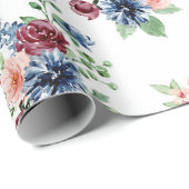 パステルピンクバーガンデーブルーフローラ ラッピングペーパー (ロールコーナー)