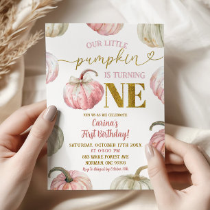 パステルピンクパンプキンが一誕生日 招待状
