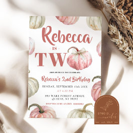 パステルピンクパンプキンガール2nd誕生日 招待状