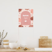 パステルピンクパンプキンファースト誕生日カスタムSIgn ポスター (キッチン)