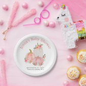 パステルピンクパンプキンフローラバラ |赤ちゃんシャワー   ペーパープレート (パーティー)