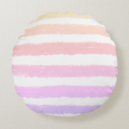 パステルピンクパープルイエローウォーター色のストライプ ラウンドクッション