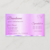 パステルピンクパープルグラマラスとモノグラムエレガント 名刺 (裏面)