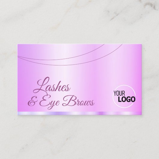 パステルピンクパープルグラマラスとロゴと写真 名刺 (正面)