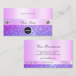 パステルピンクパープルグリッタージュエリー&ロゴグラマー 名刺