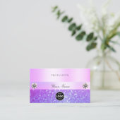 パステルピンクパープルグリッタージュエリー&ロゴグラマー 名刺 (スタンド正面)