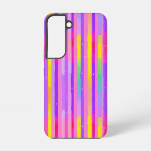 パステルピンクパープルストライプ柄 SAMSUNG GALAXY S22ケース