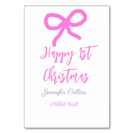 パステルピンクパープルハッピー1stクリスマスボウ名da テーブルナンバー