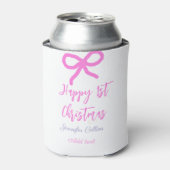 パステルピンクパープルハッピー1stクリスマスボウ名da 缶クーラー (缶正面)