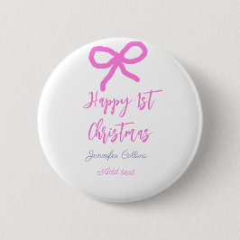 パステルピンクパープルハッピー1stクリスマスボウ名da 缶バッジ