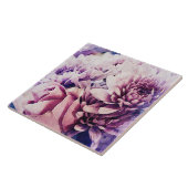 パステルピンクパープルバラ菊の花 タイル (側面)