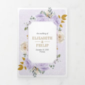 パステルピンクパープルフローラオールインワンクレスト結婚ーズ 三つ折り招待状 (カバー)