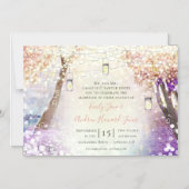 パステルピンクパープルブルーグリーン妖精結婚話 マグネット招待状 (正面)