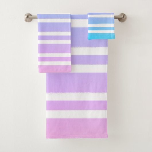 パステルピンクパープルブルー絵を描ブラシ バスタオルセット (インサイチュ)