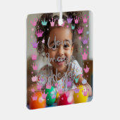 パステルピンクパープルプリンセスクラウンフォト メタルオーナメント (正面右)