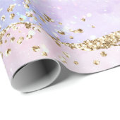パステルピンクパープルホログラフィッククリスマス ラッピングペーパー (ロールコーナー)