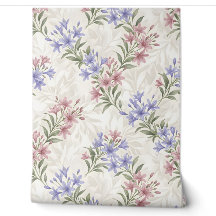 パステルピンクパープルユリの花のシームレスパターンボ